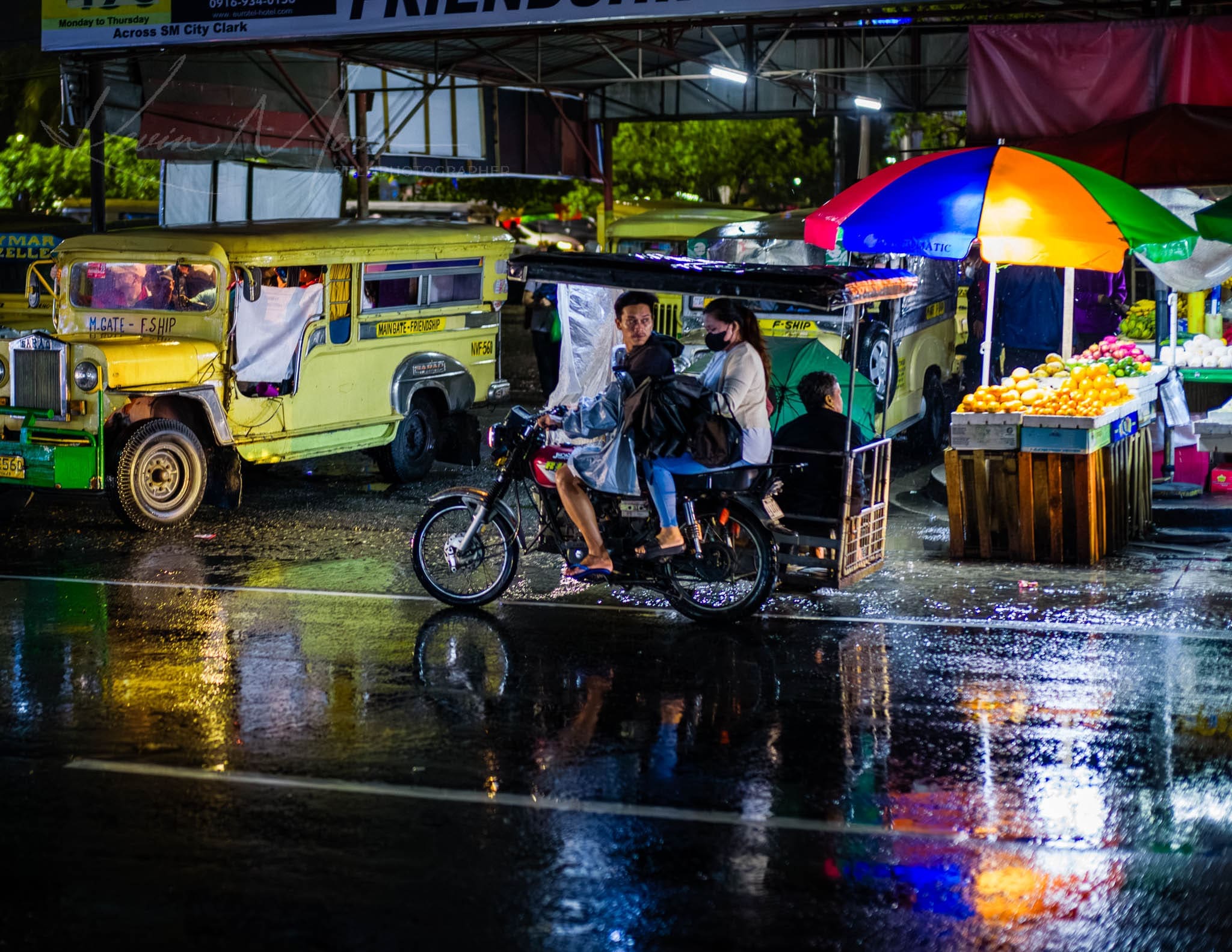 Color photograph of rainy night scene in the Philippines