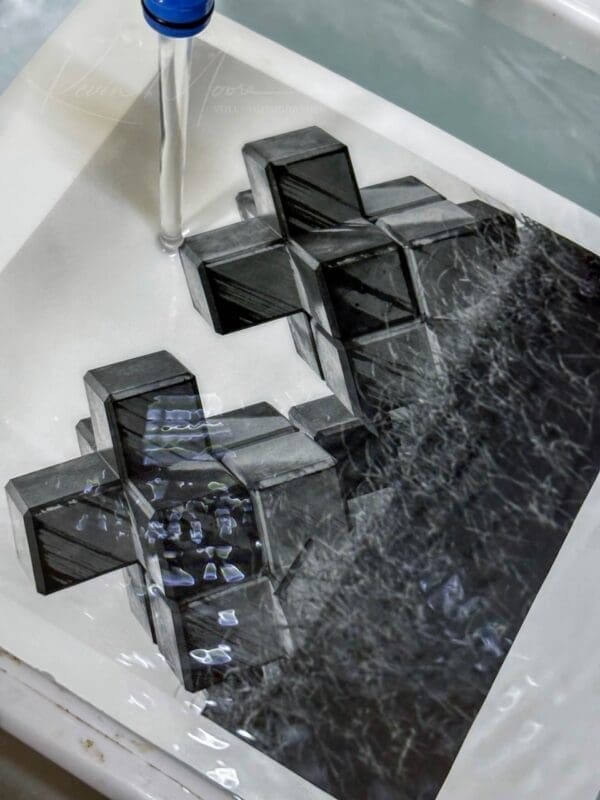 Weeping tetris print being washed
