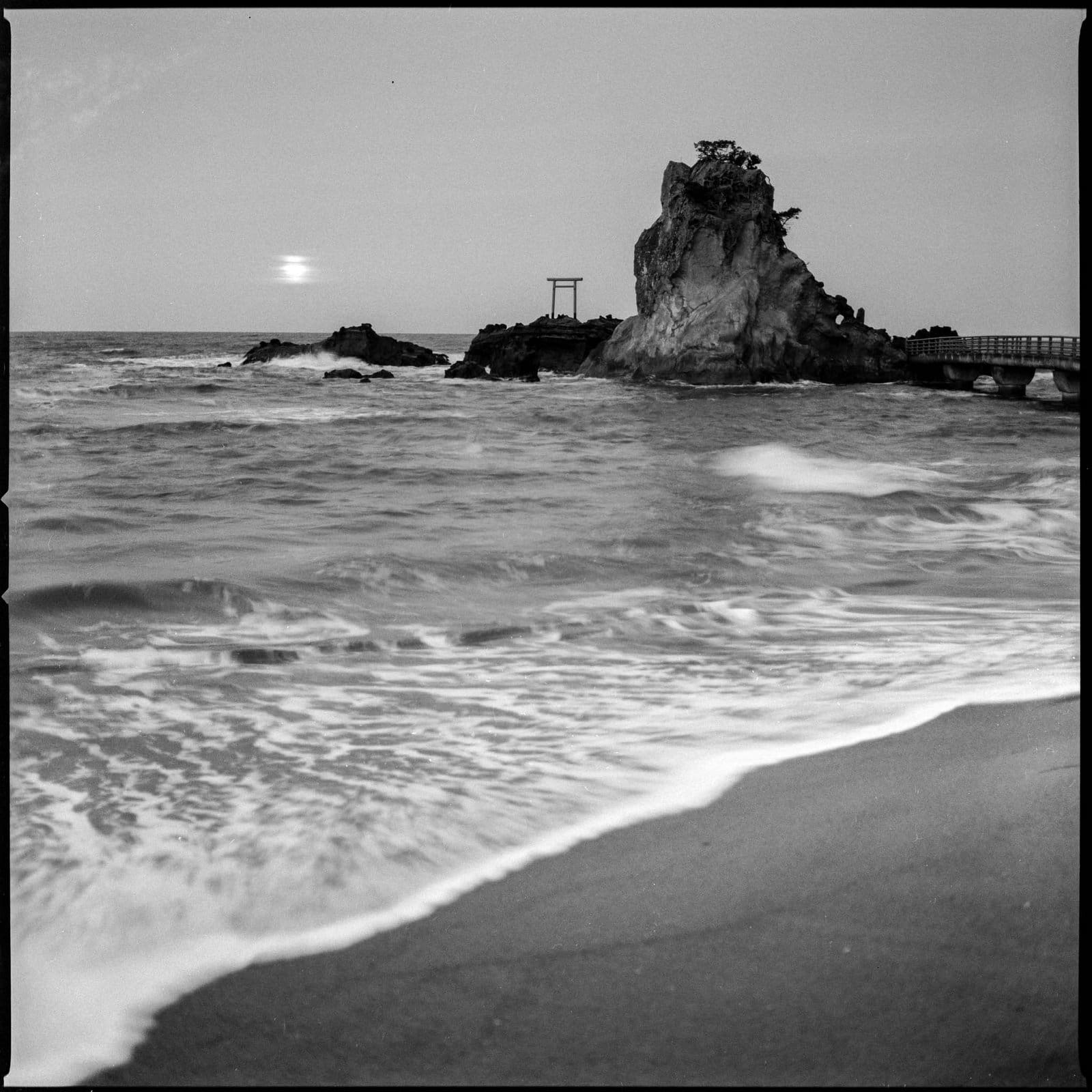 Moonrise Over Bentenjima - Fine Art Black and White Print - Image 3