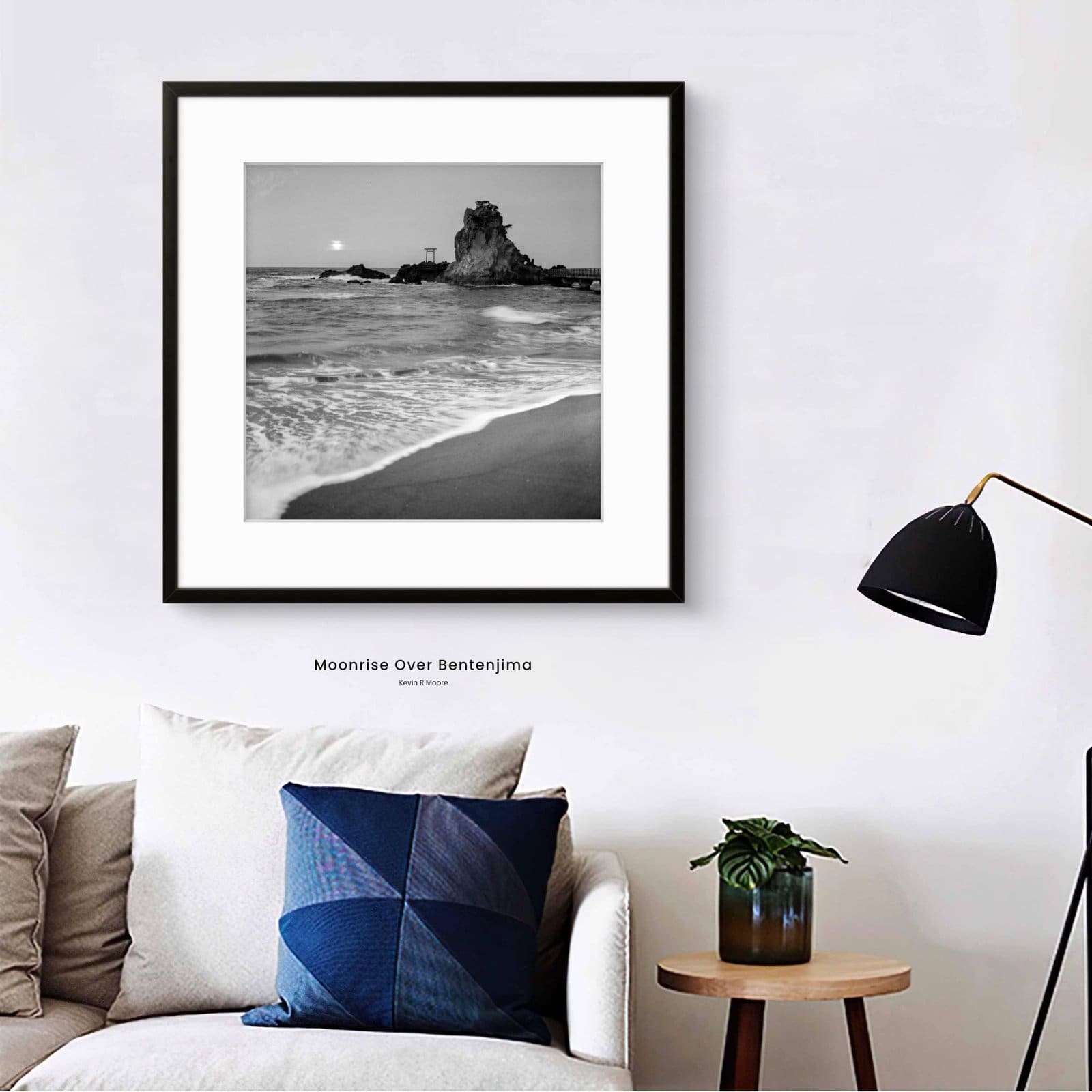 Moonrise Over Bentenjima - Fine Art Black and White Print - Image 2