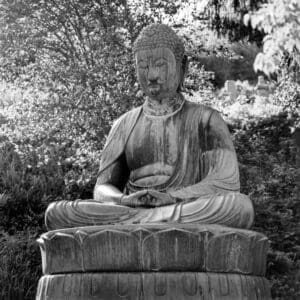 Bronze Amida Buddha statue print, the Miyo Great Buddha at Kosei-ji Temple, Iwaki, Japan